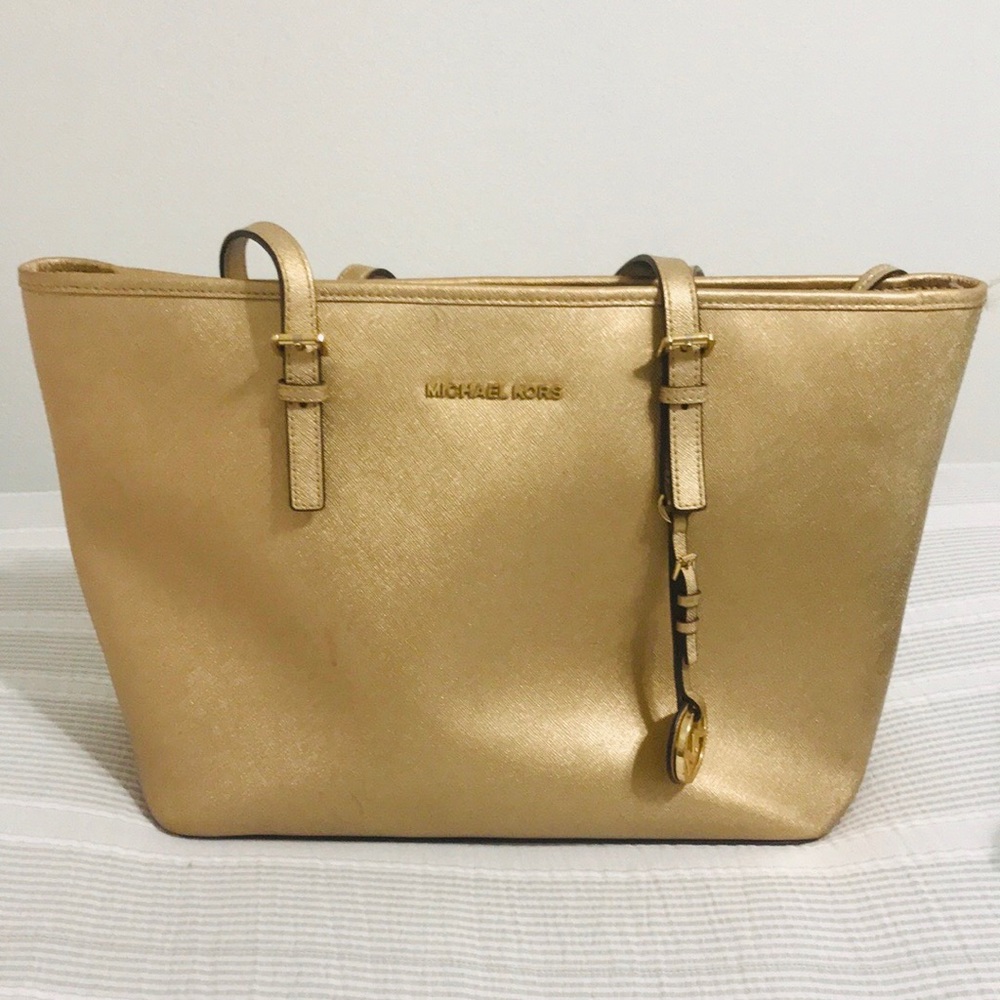 Michael Kors Gold Lightweight Jet Set Tote
